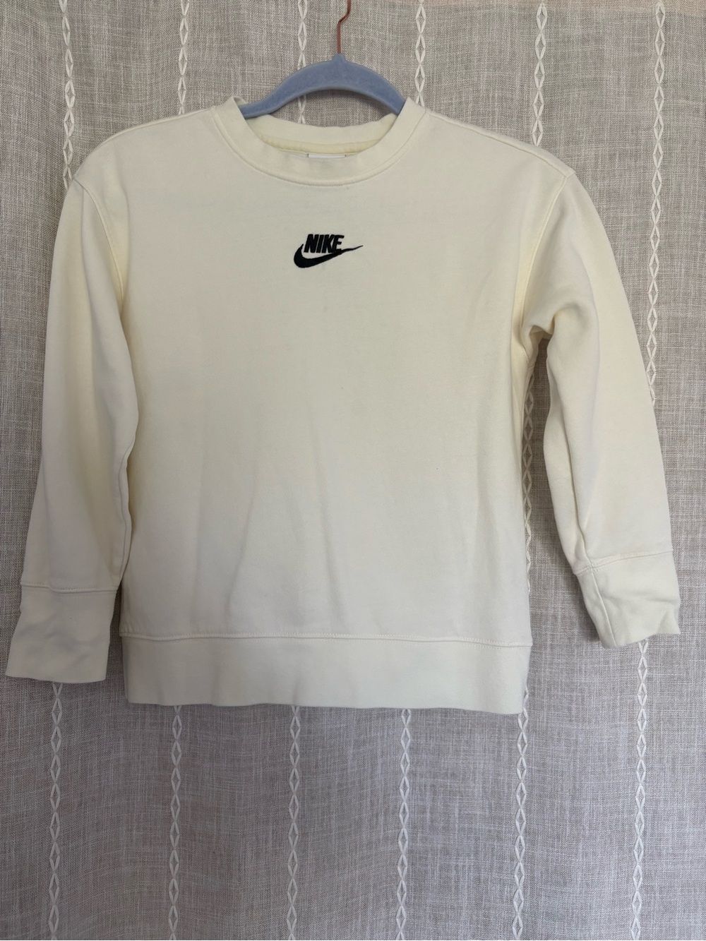 Nike Off-White Crewneck Sweatshirt with Black Swoosh